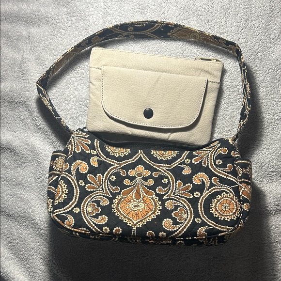 Vera Bradley Handbags - Vera Bradley Black and Copper Patterned shoulder bag with NWOT beige wallet